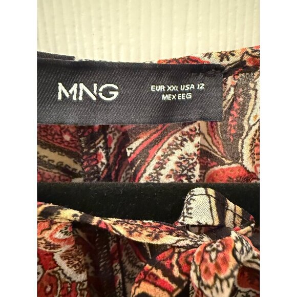 Mango Floral Chiffon Dress black red print US size 12 - Picture 15 of 15